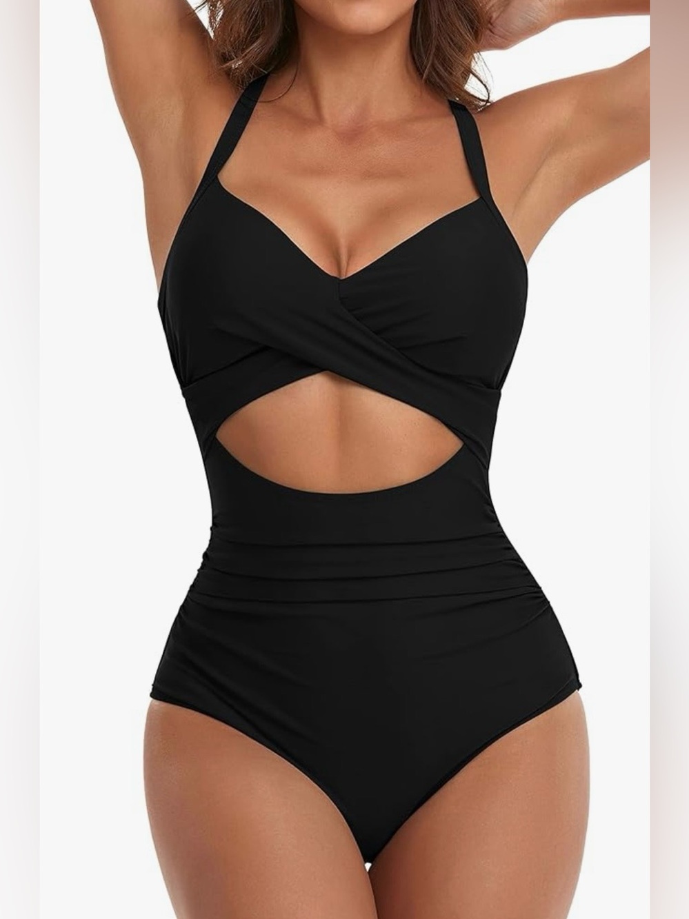 Sleek Black Cutout One-Piece Swimsuit